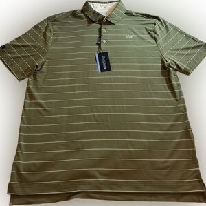 Good Good Golf Stance Stripe Polo Shirt Mens Size L Large Green NWT